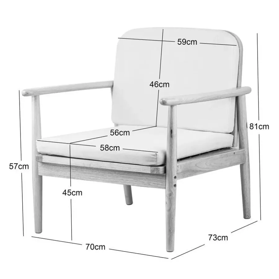Nordlys Fauteuil van massief hout en beige stof