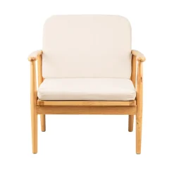 Nordlys Fauteuil van massief hout en beige stof