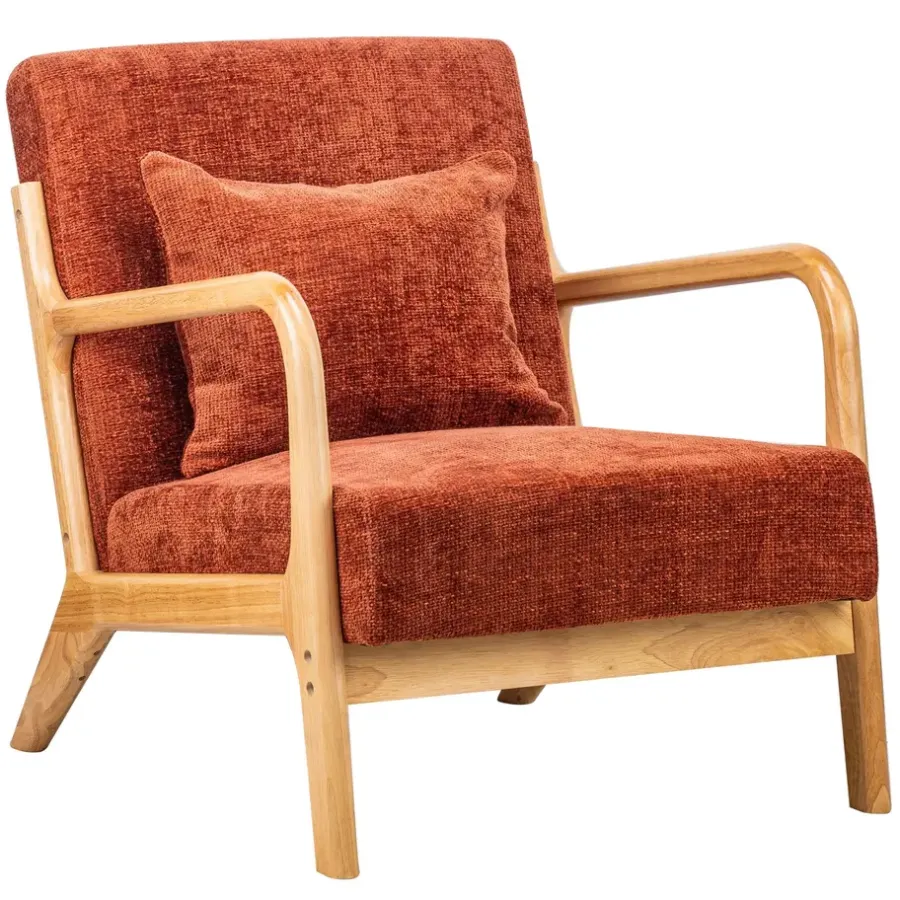 Fauteuils-Nordlys Fauteuil van massief hout en terracotta stof