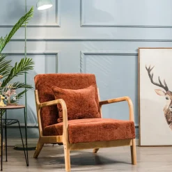 Fauteuils-Nordlys Fauteuil van massief hout en terracotta stof
