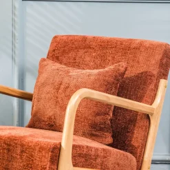 Fauteuils-Nordlys Fauteuil van massief hout en terracotta stof