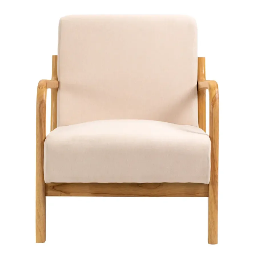 Nordlys Fauteuil van massief hout en beige stof