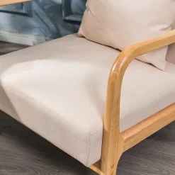 Nordlys Fauteuil van massief hout en beige stof
