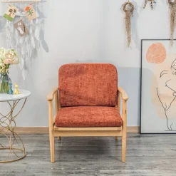 Nordlys Fauteuil van massief hout en terracotta stof