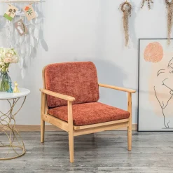 Nordlys Fauteuil van massief hout en terracotta stof