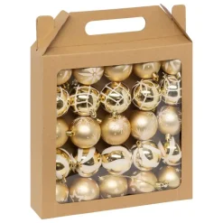 Kerstballen|Kerstdecoratie-Feeric lights & Christmas Feeric Christmas gedecoreerde kerstballen -25x - 6cm - goud