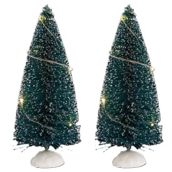 Feeric lights & Christmas Feeric Christmas Kerstdorp mini boompjes - 2x - 15 cm - verlicht