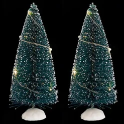 Feeric lights & Christmas Feeric Christmas Kerstdorp mini boompjes - 2x - 15 cm - verlicht