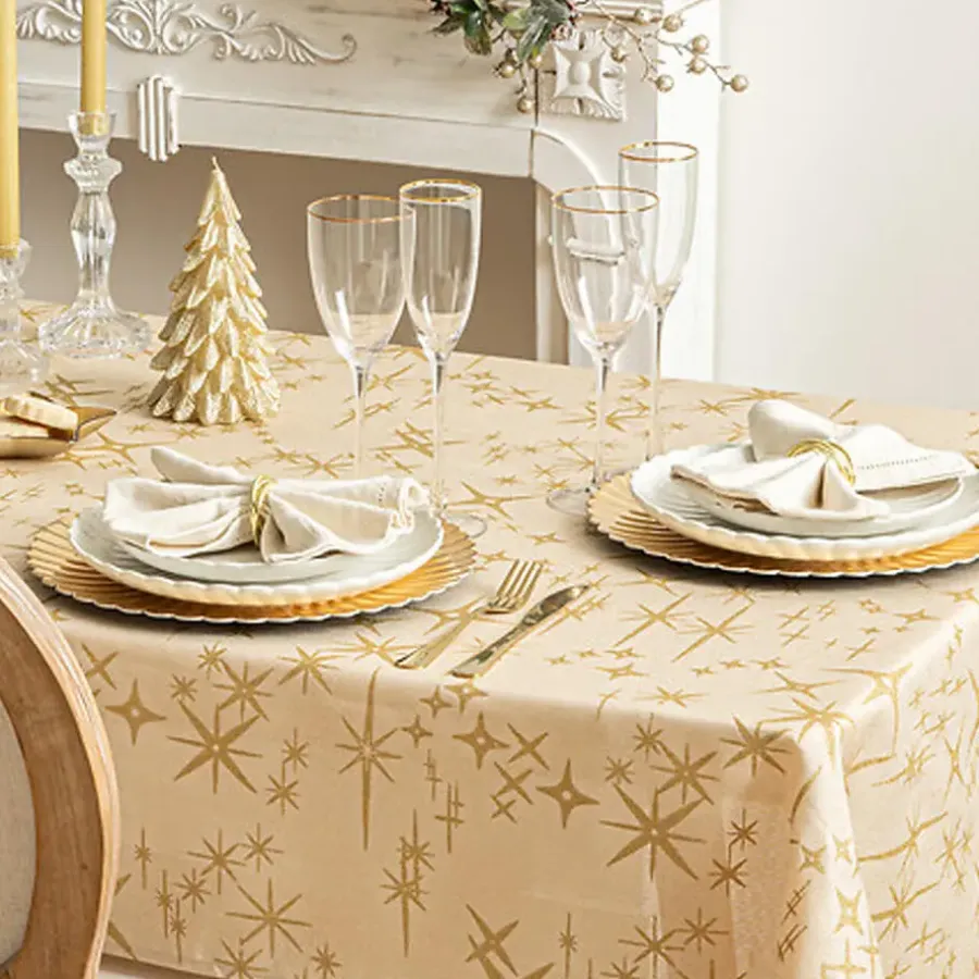 Tafelkleden-Feeric lights & Christmas Feeric Christmas Tafelkleed - beige - sterren - 140 x 360 cm