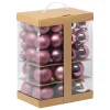 Kerstdecoratie-Feeric lights & Christmas Feeric Kerstballen - 60x st - 4, 6, 7 en 8 cm - roze - kunststof