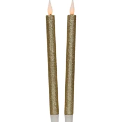 Feeric lights & Christmas LED dinerkaarsen - 2x - goud - 28x2cm