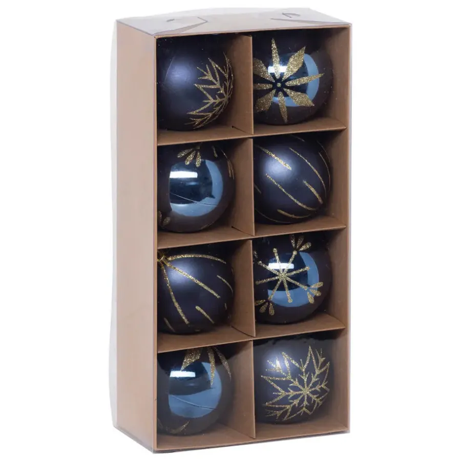 Feeric lights & Christmas Feeric lights and christmas kunststof kerstballen- 8x- 8cm -blauw