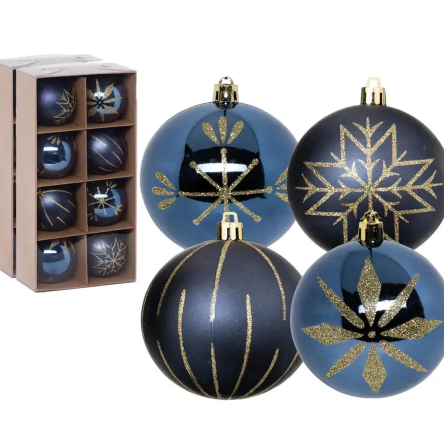 Feeric lights & Christmas Feeric lights and christmas kunststof kerstballen- 8x- 8cm -blauw