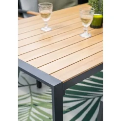 Tuintafels-Garden Impressions Felini tafel - 160x84 cm - carbon black - light teaklook