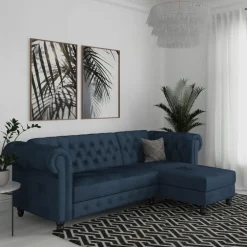 Dorel Home Felix - 3-zits slaapbank in blauw fluweel