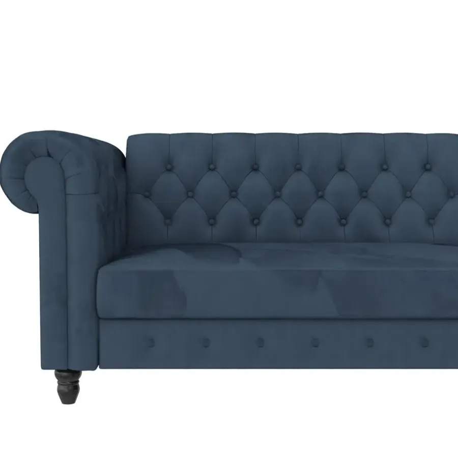 Dorel Home Felix - 3-zits slaapbank in blauw fluweel