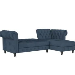 Dorel Home Felix - 3-zits slaapbank in blauw fluweel