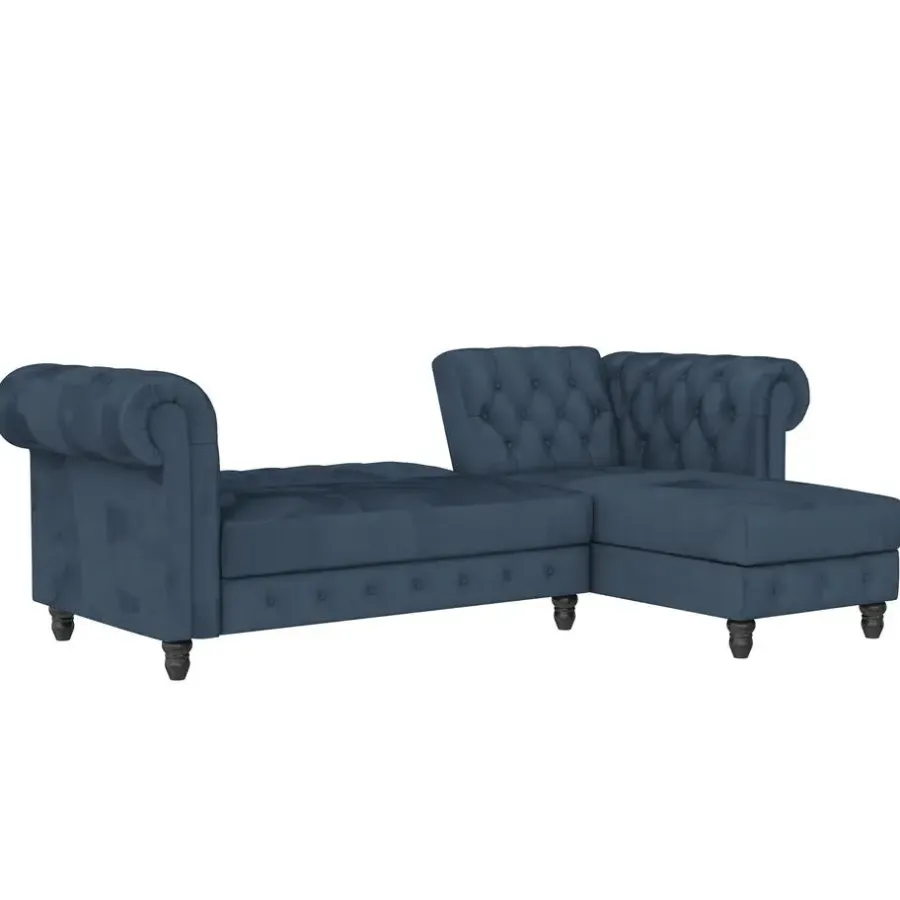 Dorel Home Felix - 3-zits slaapbank in blauw fluweel