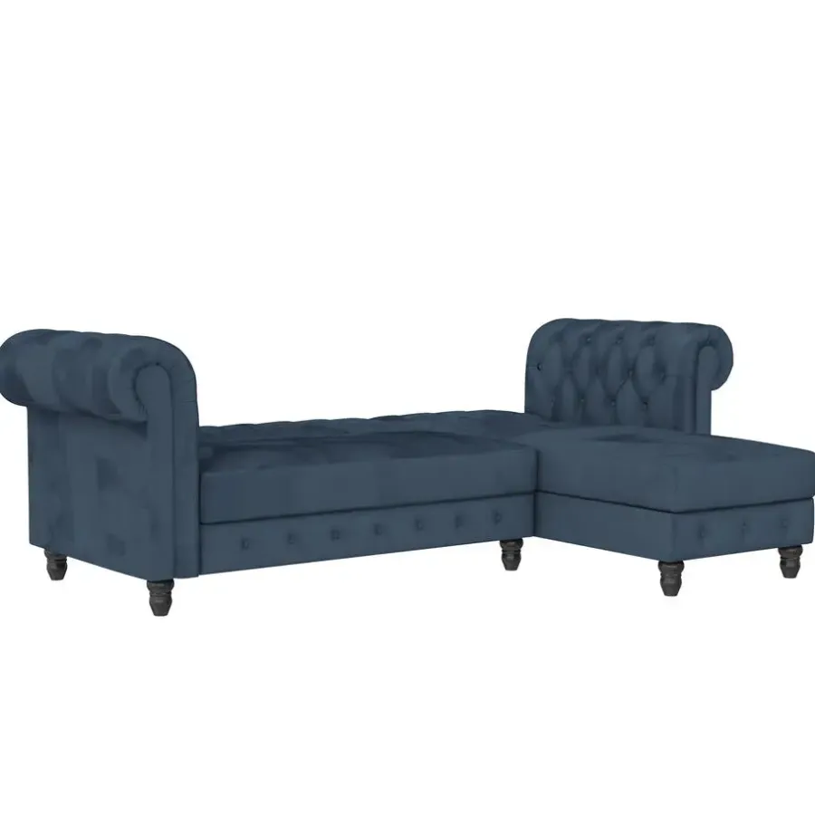 Dorel Home Felix - 3-zits slaapbank in blauw fluweel