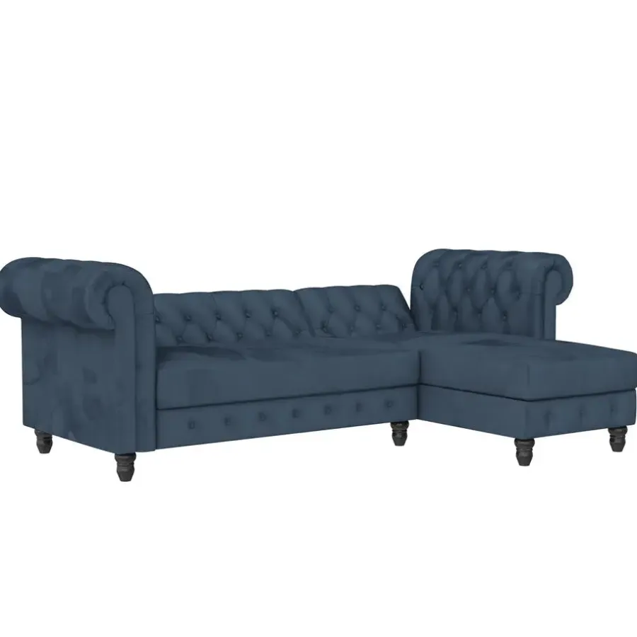Dorel Home Felix - 3-zits slaapbank in blauw fluweel