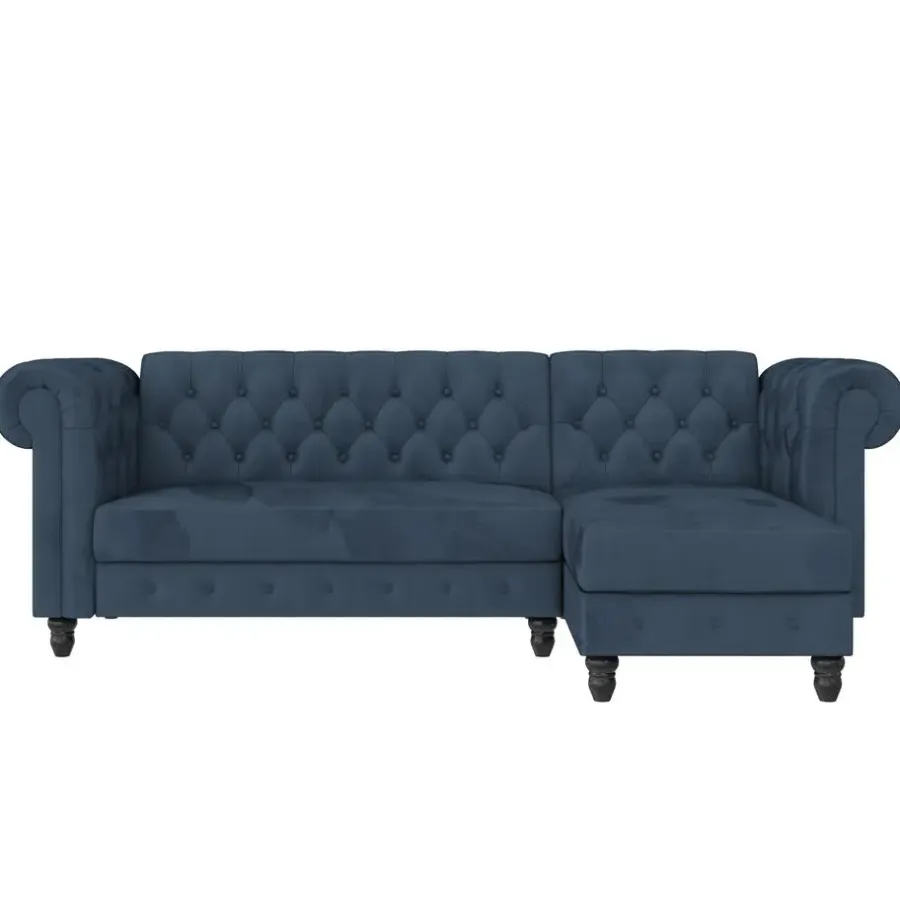 Dorel Home Felix - 3-zits slaapbank in blauw fluweel