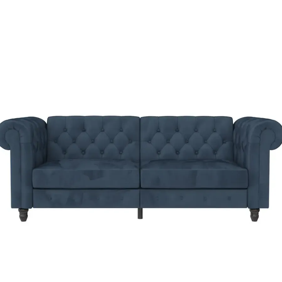 Dorel Home Felix - 3-zits slaapbank in blauw fluweel