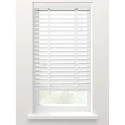 Houten Jaloezieën Kant En Klaar-Fenstr jaloezie hout 50 mm wit - 220x180 cm