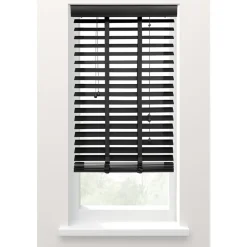 Houten Jaloezieën Kant En Klaar-Fenstr jaloezie hout 50 mm zwart - 80x130 cm
