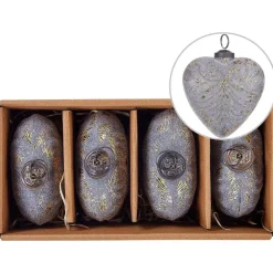 Kerstdecoratie-Beliani FERIABLE - Kerstballen set van 4 - Grijs - Glas