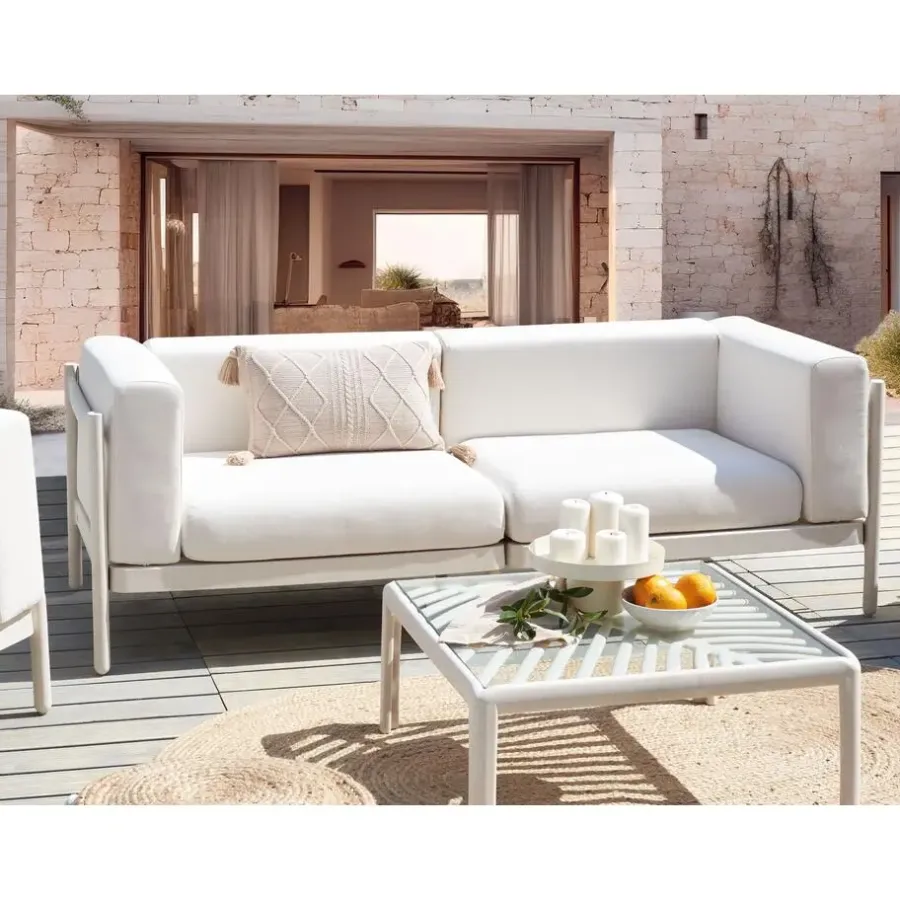Loungebanken-Leen Bakker FERRETTI - Tuinbank 2-zits - Lichtbeige - Synthetisch