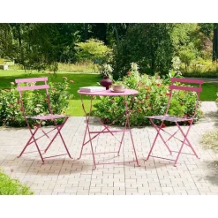 Bistro- & Balkonsets-Beliani FIORI - Bistroset voor 2 - Roze - Staal