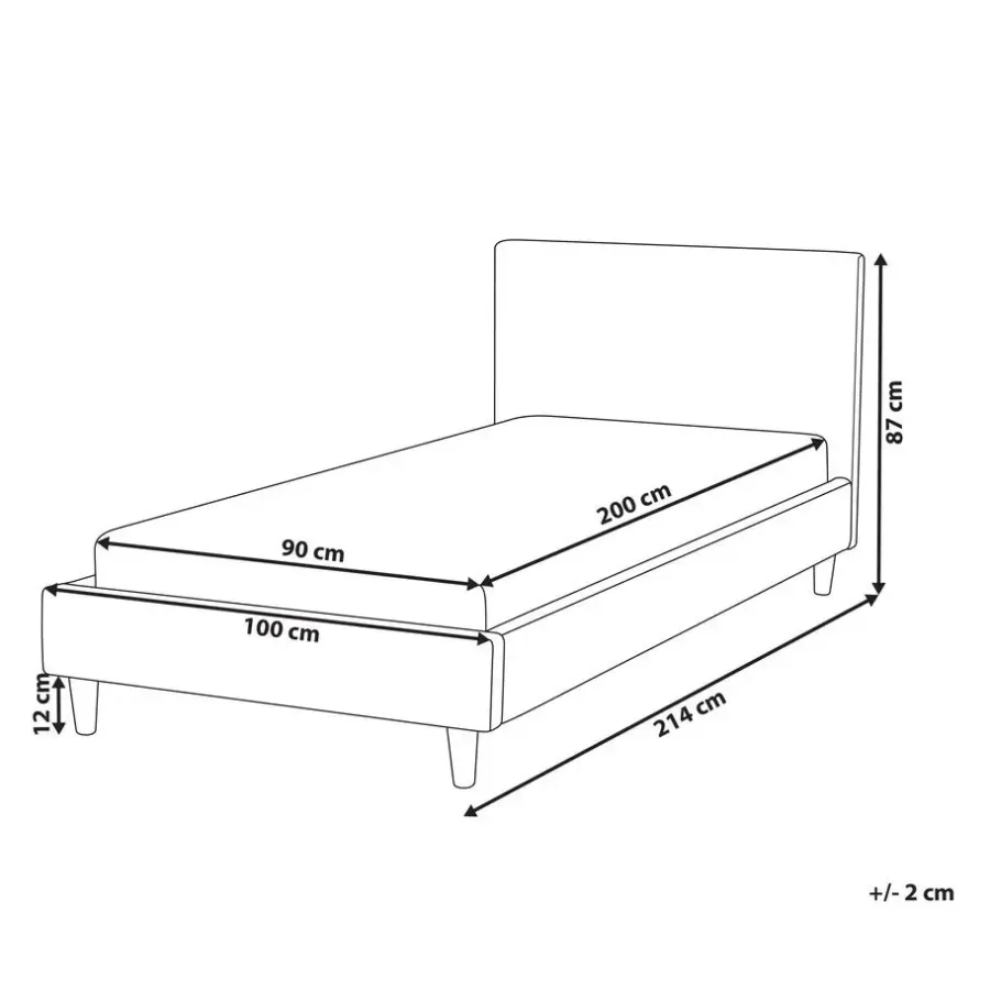 1-Persoons Bedden-Beliani FITOU - Eenpersoonsbed - Lichtroze - 90 x 200 cm - Fluweel