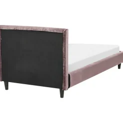 1-Persoons Bedden-Beliani FITOU - Eenpersoonsbed - Lichtroze - 90 x 200 cm - Fluweel