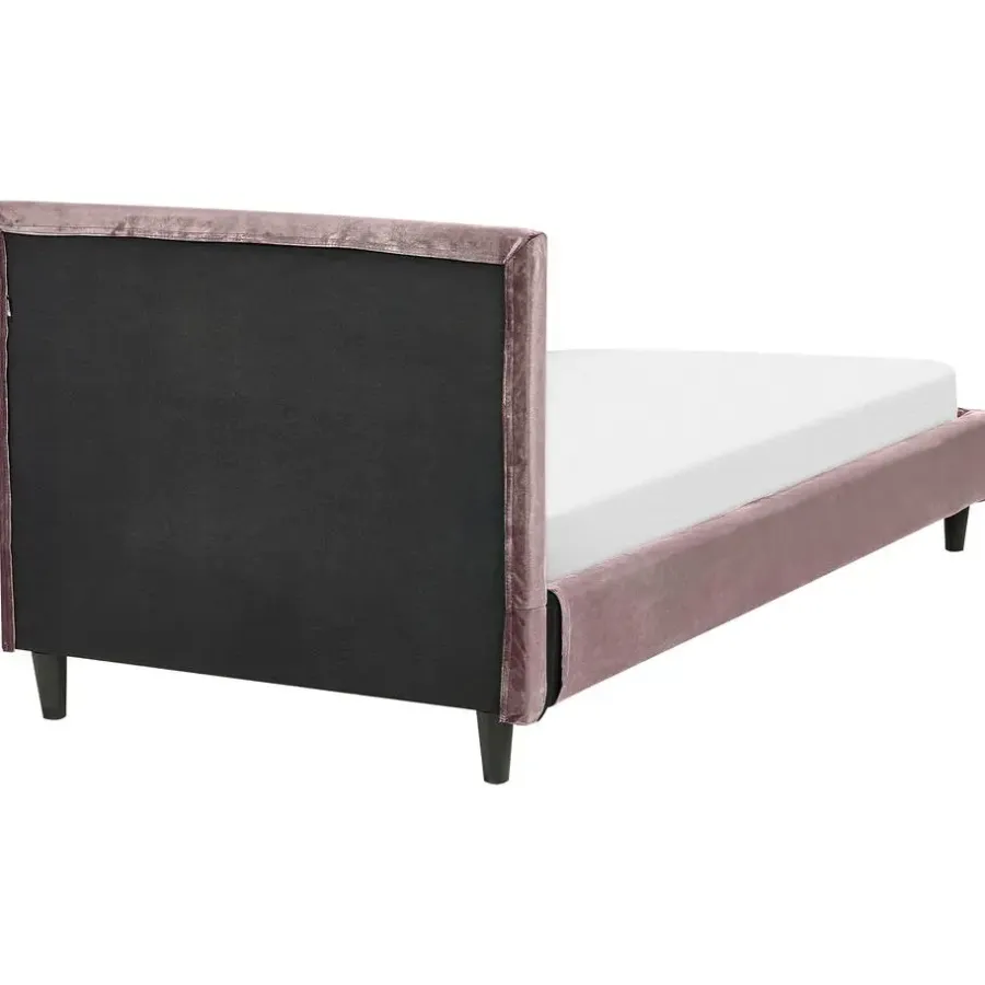 1-Persoons Bedden-Beliani FITOU - Eenpersoonsbed - Lichtroze - 90 x 200 cm - Fluweel