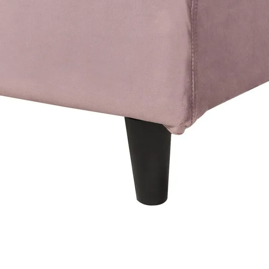 1-Persoons Bedden-Beliani FITOU - Eenpersoonsbed - Lichtroze - 90 x 200 cm - Fluweel