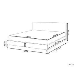 Twijfelaars-Beliani FITOU - Tweepersoonsbed - Lichtgrijs - 140 x 200 cm - Polyester