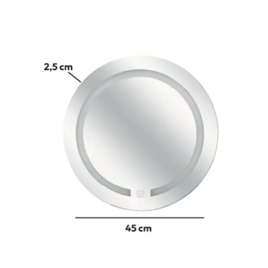 5five Badkamer wandspiegel LED - batterij - zilver - D45 cm