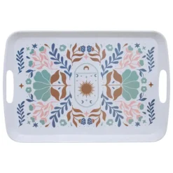 5five Design dienblad van melamine - 39 x 26 cm - flowers print wit