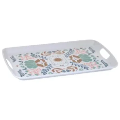 5five Design dienblad van melamine - 39 x 26 cm - flowers print wit