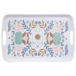Dienbladen-5five Design dienblad van melamine - 47 x 30 cm - flowers print wit