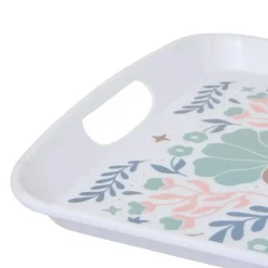 Dienbladen-5five Design dienblad van melamine - 47 x 30 cm - flowers print wit