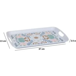 Dienbladen-5five Design dienblad van melamine - 47 x 30 cm - flowers print wit