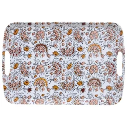 Dienbladen-5five Design dienblad van melamine - 39 x 26 cm - flowers print wit