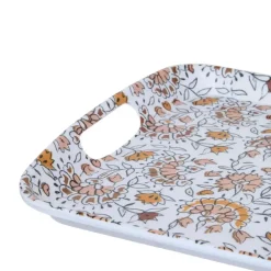 Dienbladen-5five Design dienblad van melamine - 39 x 26 cm - flowers print wit