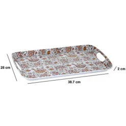 Dienbladen-5five Design dienblad van melamine - 39 x 26 cm - flowers print wit