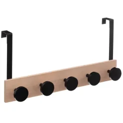 Kapstokken-5five Deurkapstok - zwart - 5-haaks - B50 x H24 cm