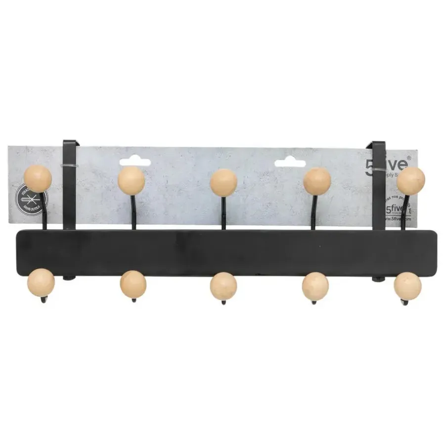 5five Deurkapstok - zwart/beige - 10-haaks - B44 x H17 cm