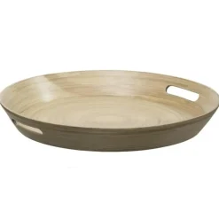 Dienbladen-5five Dienblad/serveerblad - bamboe bruin - handvaten - D42 cm