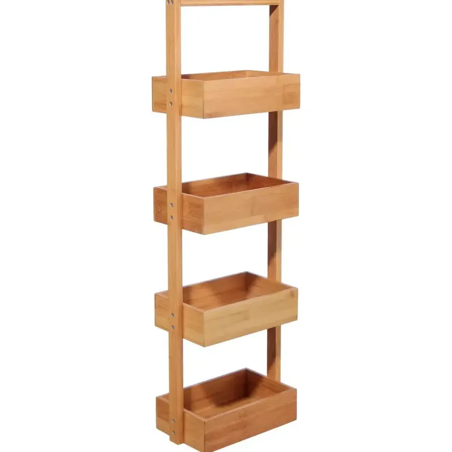 Hoge Kasten-5five Doucherekje/badkamerrekje - bamboe - 4 lagen - 25 x 16 x 88 cm