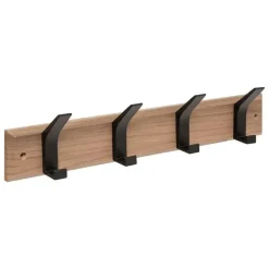 Kapstokken-5five Kapstok - 4 ophang haken - RVS - bruin/zwart - 45 x 10 cm